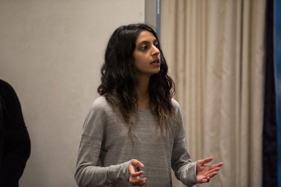 ASG president Nehaarika Mulukutla speaks during an ASG Senate meeting. Mulukutla presented reforms to ASG’s funding process for student groups, which were unanimously passed by Senate.