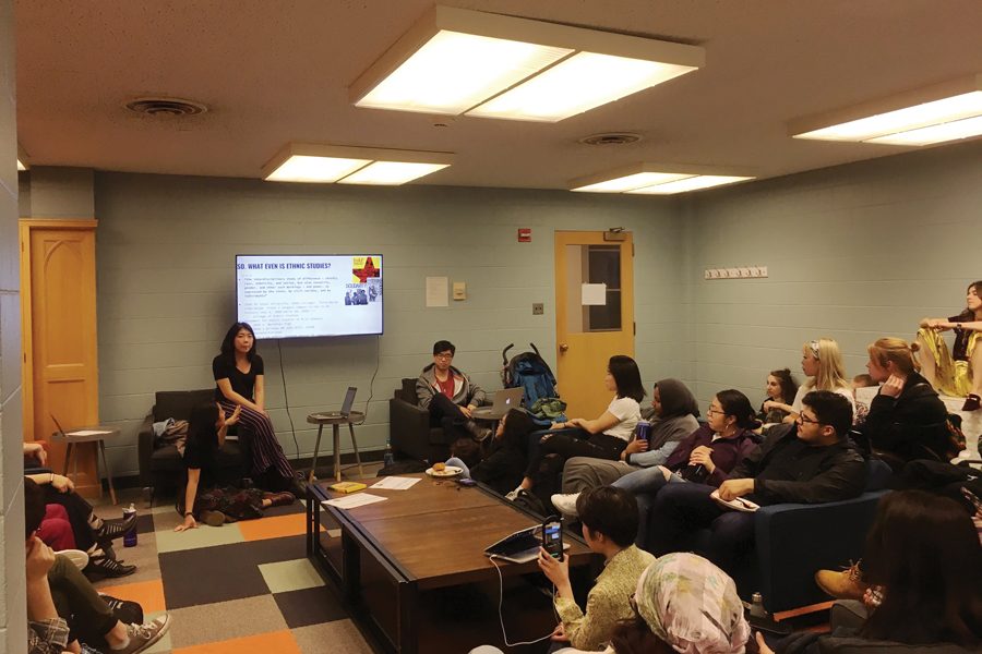 Members of the Latinx Asian American Collective update students Thursday on efforts to turn the Latina and Latino Studies and Asian American Studies Programs into departments. The members said meetings with administrators have not developed into steps toward departmentalization.