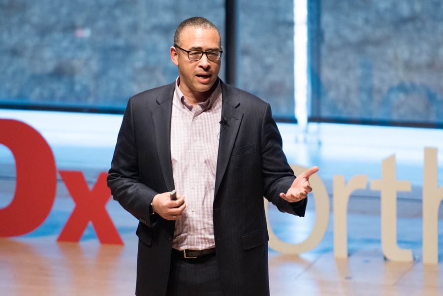 Provost Jonathan Holloway speaks at Northwestern’s TEDx conference on Saturday. Holloway discussed the climate of political correctness on college campuses, especially amid protests and change. 
