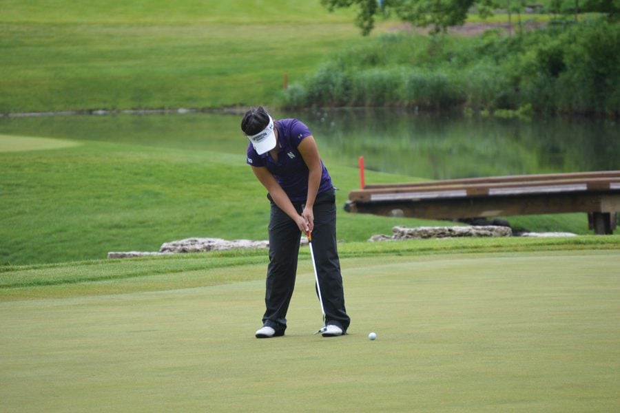 Sarah Cho hits a putt. Cho is one of two Northwestern seniors who will play in their final Big Ten Championship tournament this weekend.