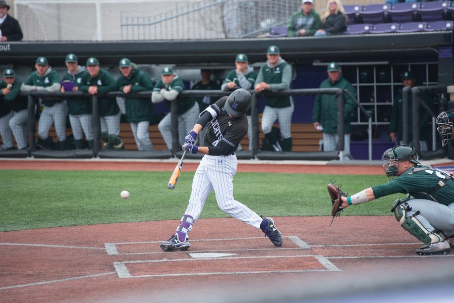 Alex Erro takes a swing. The sophomore is batting .285 this year, but the Wildcats are still 14-28 overall.