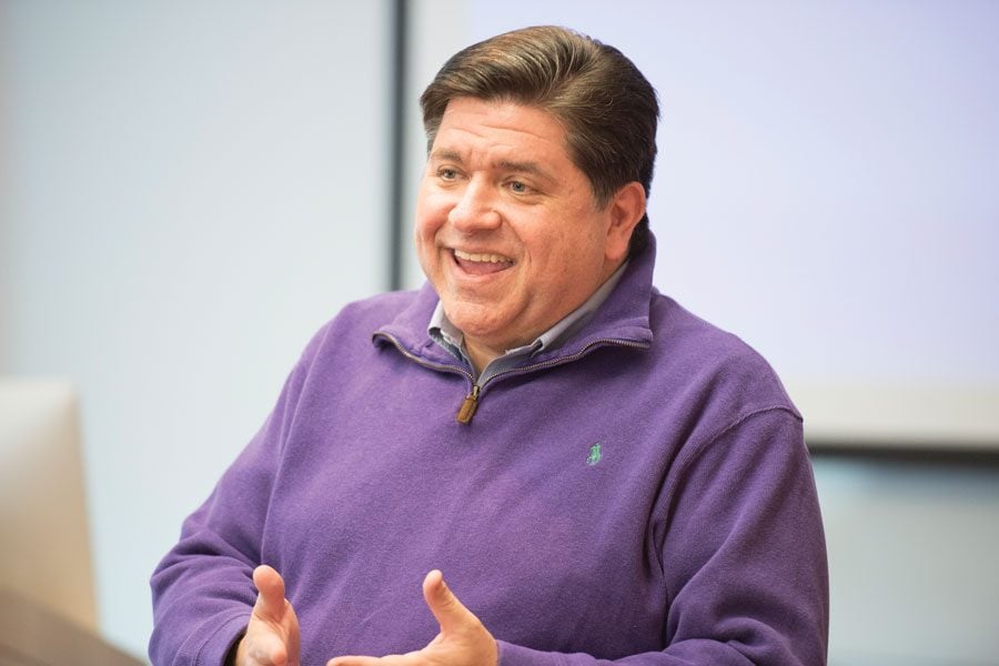 J.B. Pritzker speaks at an event. The billionaire businessman urged Gov. Bruce Rauner to support the Equal Rights Amendment.