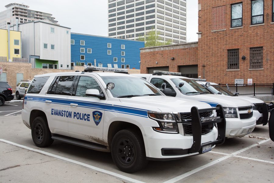 Evanston Police Department cars sit parked. Evanston’s fleet operations unit was ranked 83rd in North America and includes police and utility vehicles.
