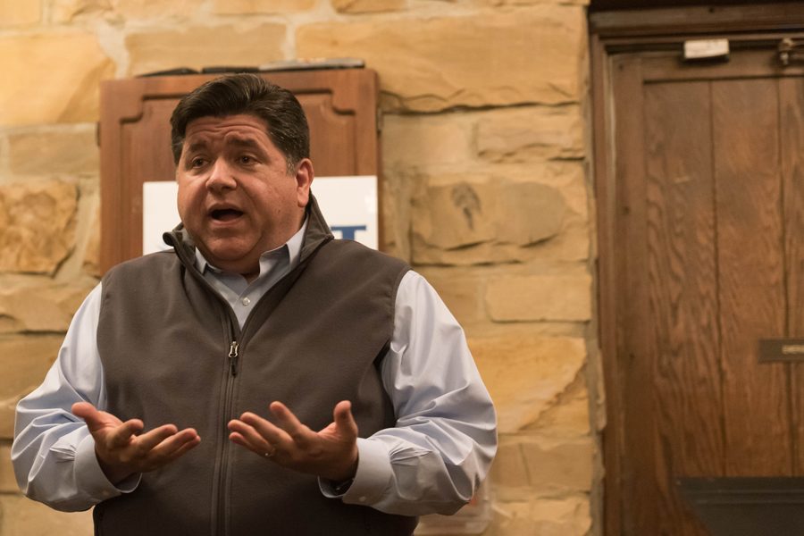 J.B. Pritzker speaks at the Celtic Knot Tuesday. The Democratic gubernatorial candidate discussed his views on policy issues at the campaign event presented by the Evanston chapter of Action for a Better Tomorrow. 