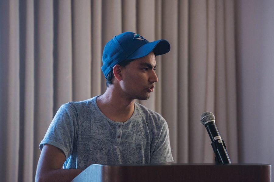 Nyle Arora speaks at Associated Student Government Senate. The Weinberg freshman was confirmed Wednesday as the new treasurer.