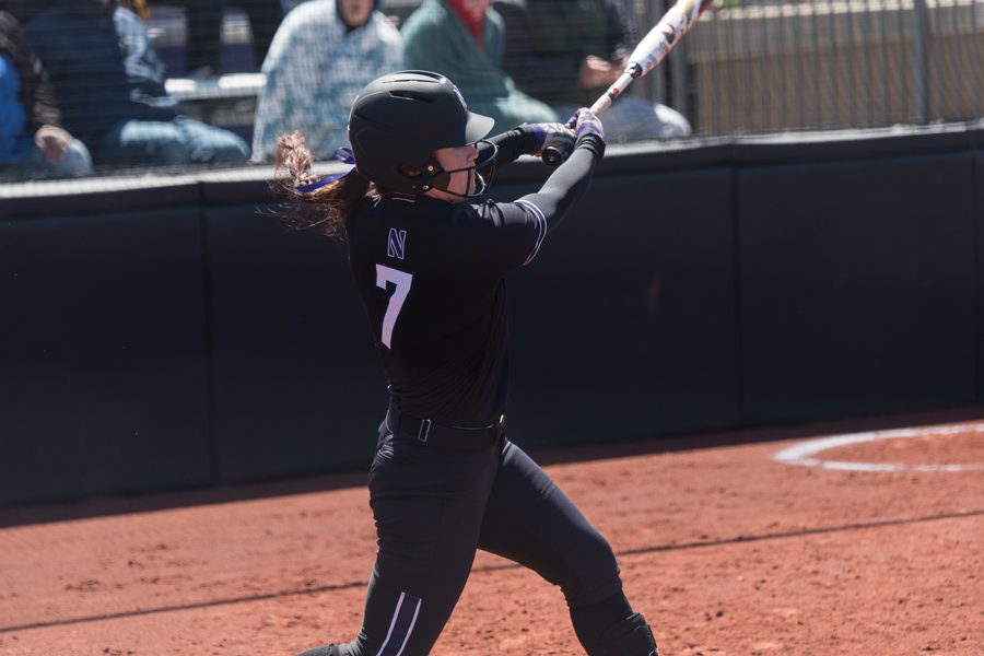 Morgan Nelson follows through on a swing. The junior left fielder has recorded 22 RBIs in her last 12 games.