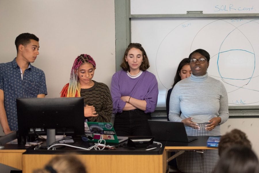 Student activists discuss strategies and progress at a Monday event in University Hall. The activists stressed the importance of forming supportive relationships between activist groups.