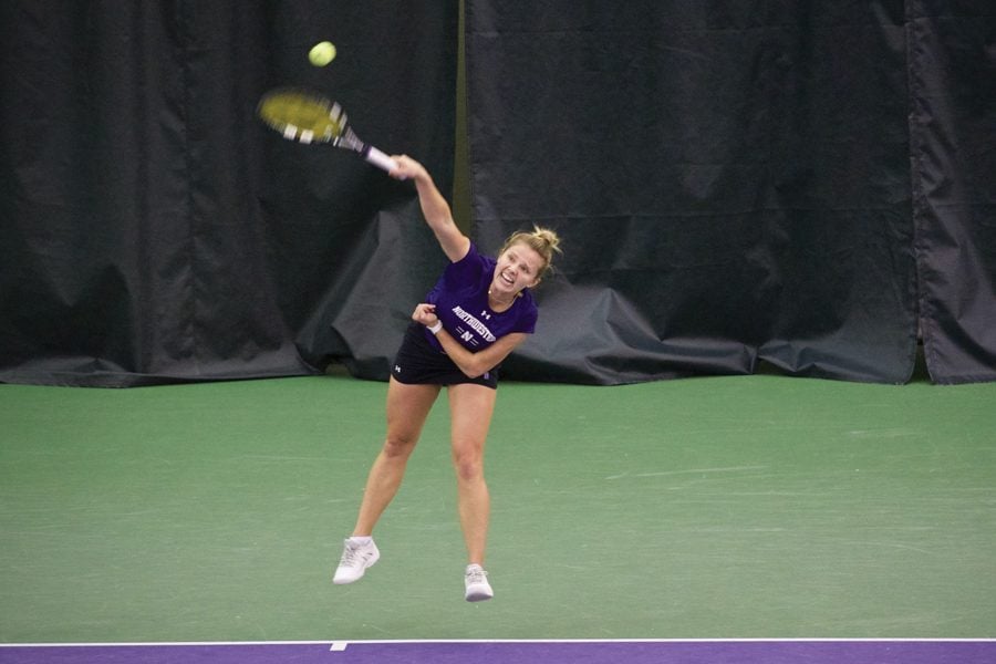 Alex Chatt hits a serve. Chatt and the Wildcats rolled through the NCAA Regional with two 4-0 wins this weekend. 