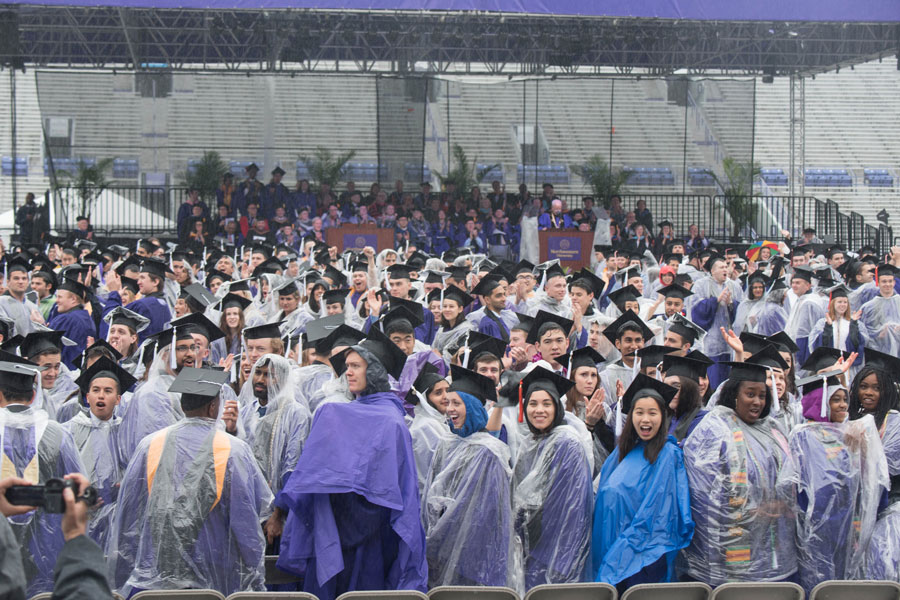 Northwestern University celebrates 2018 commencement despite rainy weather