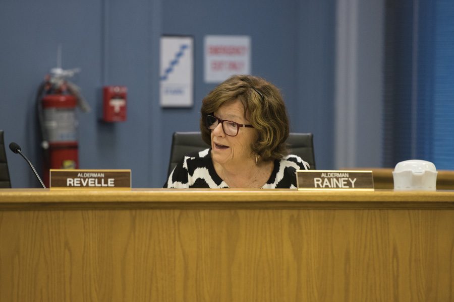 Ald. Ann Rainey (8th) speaks at a City Council meeting. Rainey suggested the city only accept lease proposals for the 2222 Oakton St. property after the anticipated termination of the Smylie Brothers lease.