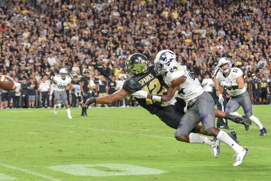 Northwestern cornerback Montre Hartage forces an incomplete pass intended for Purdue receiver Jared Sparks on Thursday night.