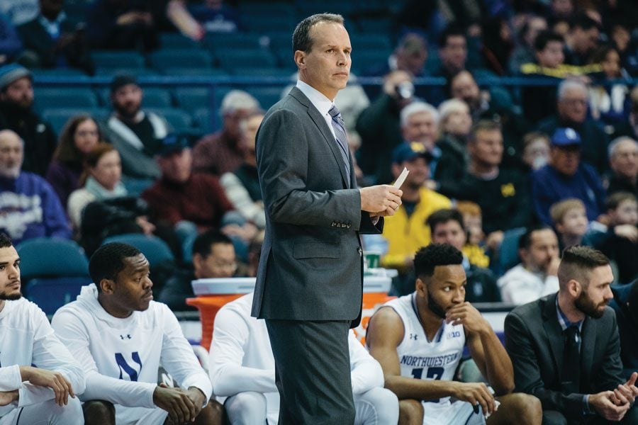 Chris Collins observes from the sidelines. Collins and the Wildcats begin he 2018-19 season on Nov. 2 with an exhibition against McKendree.