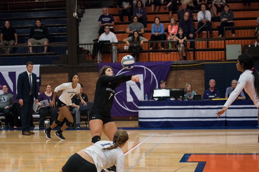 Lexi Pitsas digs a ball. The sophomore libero led the team in digs last season with 306.