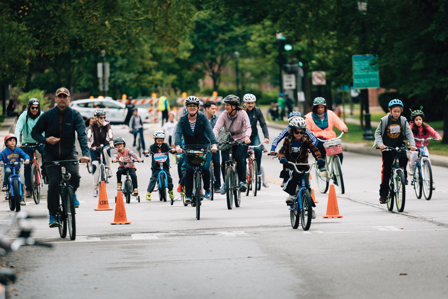 Cyclists ride on Ridge Avenue for Bike the Ridge