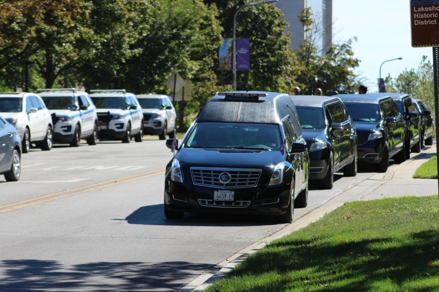 A funeral procession for Constance Lorraine Hairston Morton outside Alice Millar Chapel on Saturday. Hundreds turned out to honor the legacy of a woman who built strong relationships and broke down racial barriers.