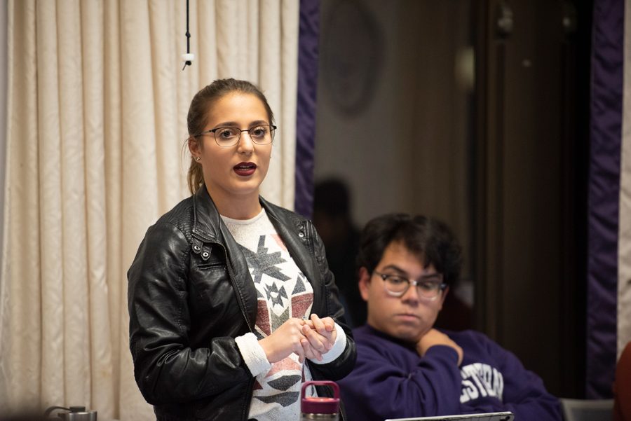 Isabel Dobbel, ASG vice president for A-Status finances, at an ASG meeting last Wednesday. The group said on Sunday it will provide emergency funding to student groups whose funding was cut from schools and departments that were forced to slash their budgets this year. 