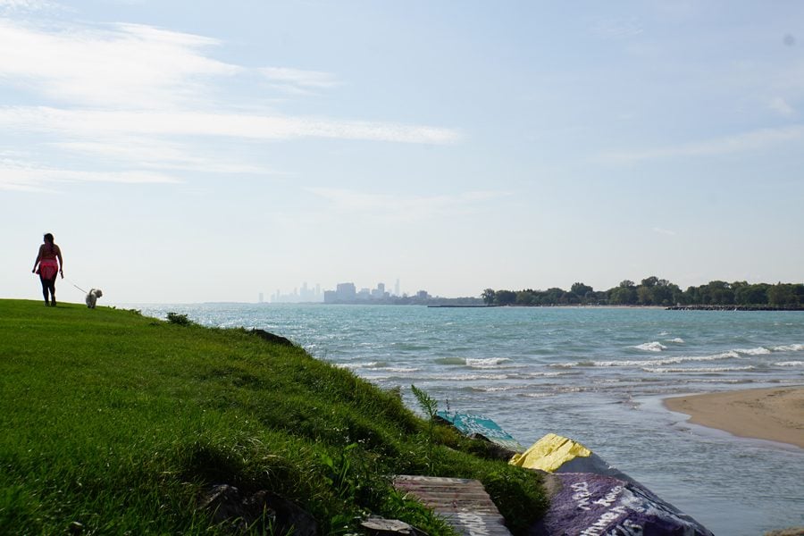 Northwestern’s Lakefill overlooking downtown Chicago.  