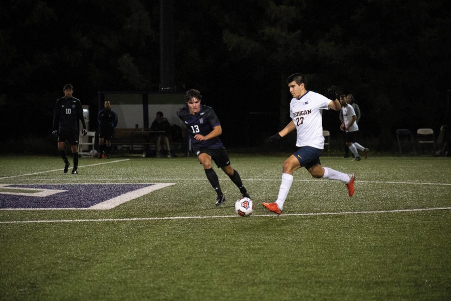Connor McCabe closes down on an opponent. The freshman midfielder has six shots this season.