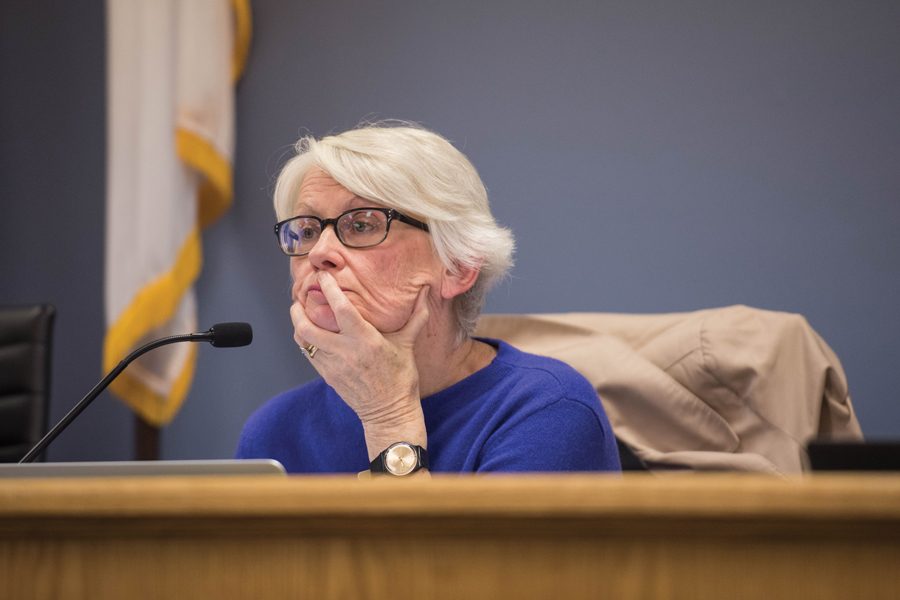 Preservation Commission chair Diane Williams at a meeting. Members on Tuesday voted unanimously to deny the city’s certificate of appropriateness to demolish Harley Clarke Mansion. 