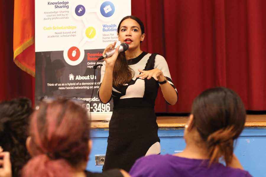 Alexandria Ocasio-Cortez takes questions from constituents. Ocasio-Cortez , and beat incumbent Joe Crowley in the primaries and is one of many women running for office this election season.