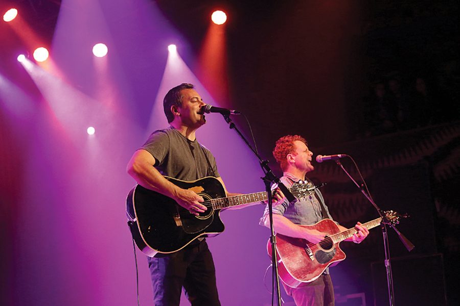 Jack O’Neill and Cary Pierce of JACKOPIERCE performing at Aware Records’ 25th anniversary concert Nov 10 at the House of Blues. Kellogg lecturer and alum Gregg Latterman founded the label. 