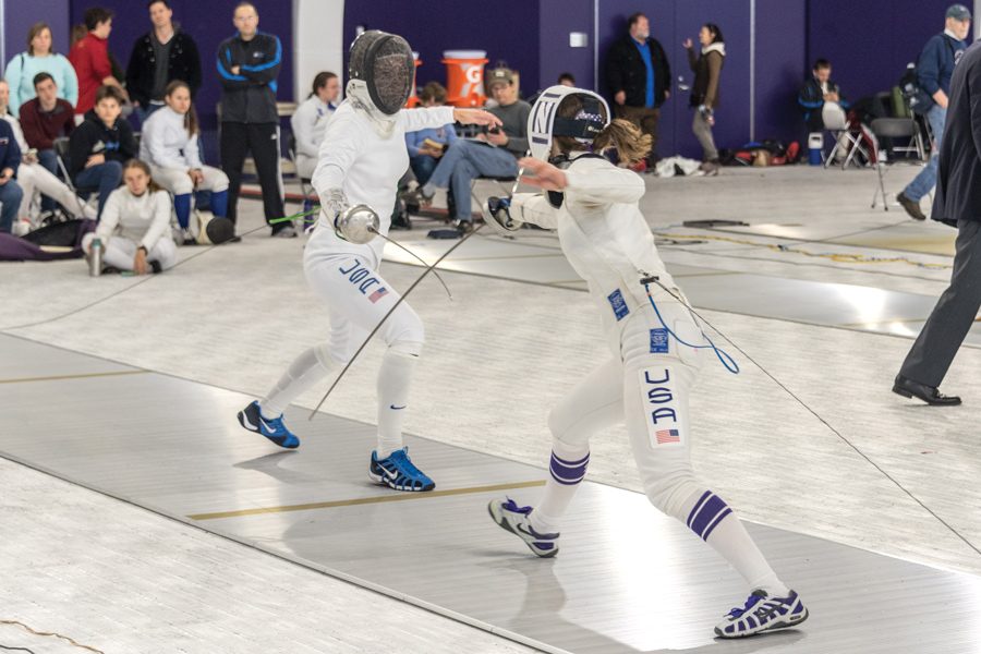 A Northwestern fencer prepares to fence. Northwestern heads to Columbus for the Elite Invitational this weekend.
