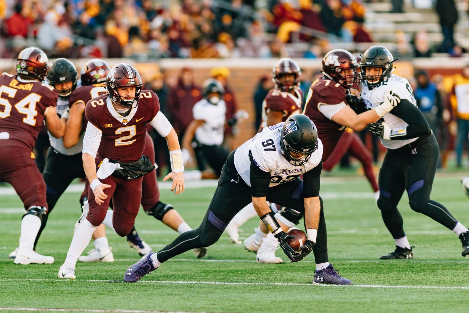 Joe+Gaziano+recovers+a+fumble.+Northwesterns+defense+came+up+huge+in+a+win+at+Minnesota.