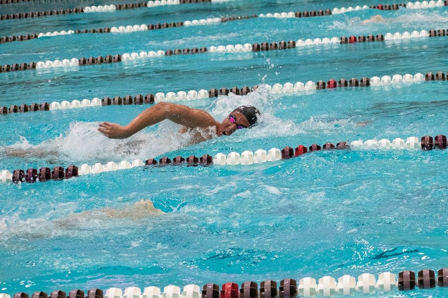 DJ Hwang swims. The sophomore won the 1650 freestyle event.