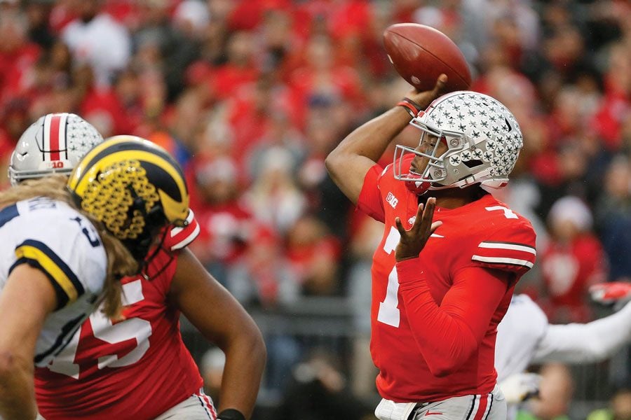 Dwayne Haskins throws a pass against Michigan. The Ohio State quarterback tore up the Wolverines’ secondary and will post a stiff test for Northwestern.