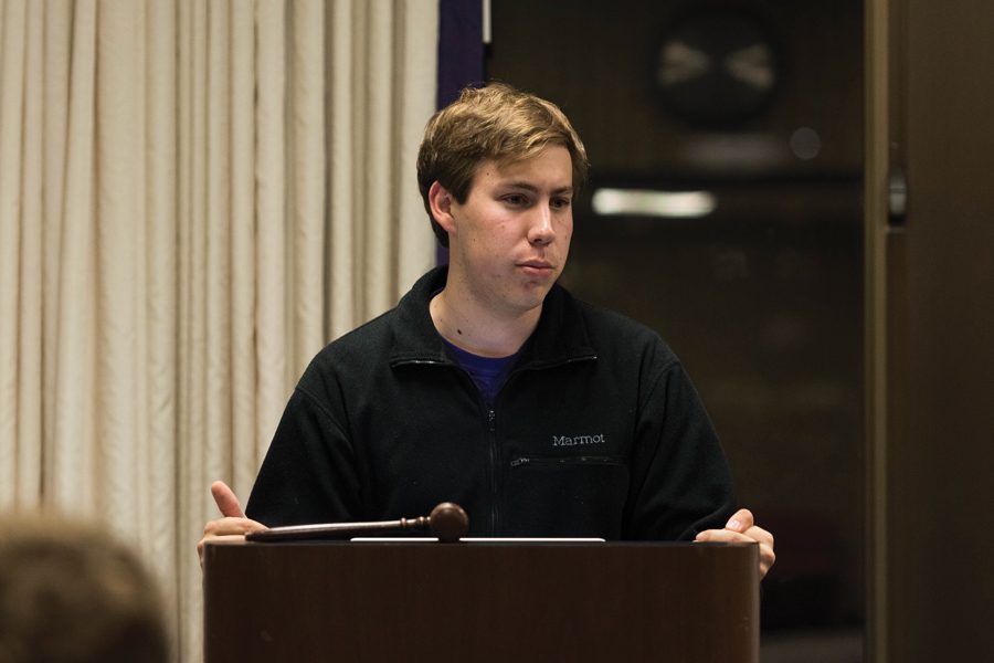 Adam Downing, Speaker of the Senate. ASG Senate introduced two pieces of legislation in Wednesday’s meeting.