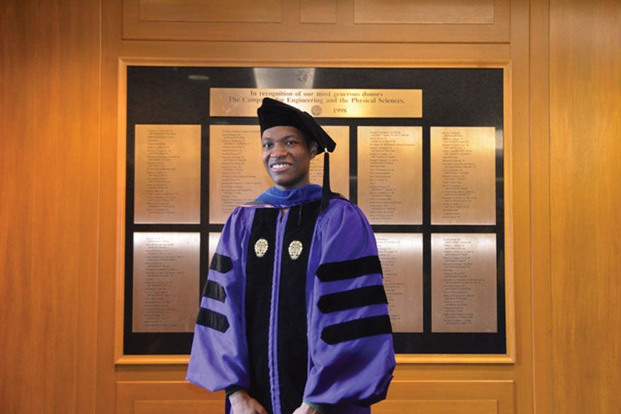 Lawrence Crosby receives his PhD from McCormick. Crosby settled a lawsuit with Evanston two years after his violent arrest by Evanston Police Department officers.