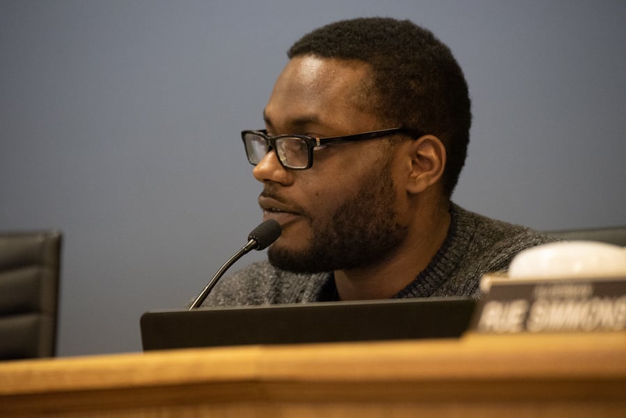 City Clerk Devon Reid speaks at City Council. Reid emphasized the importance of reforming the racial criminalization system at Monday’s meeting