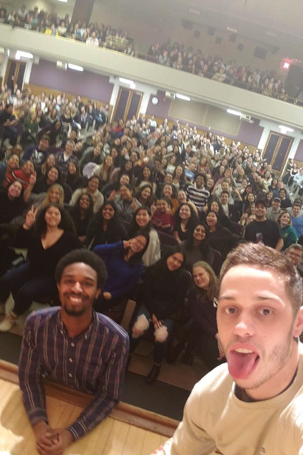 +A+photo+of+Pete+Davidson+and+NU+students.+Davidson+performed+a+stand-up+show+at+Ryan+Auditorium+during+an+A%26O+Productions+comedy+show.