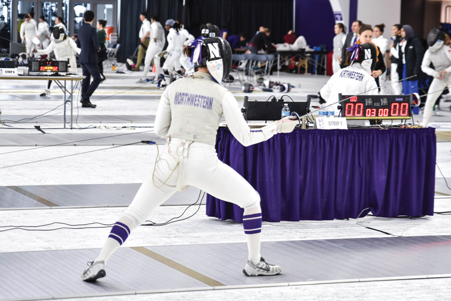 A+Northwestern+fencer+moves+forward.+The+Wildcats+competed+this+weekend+in+Denver