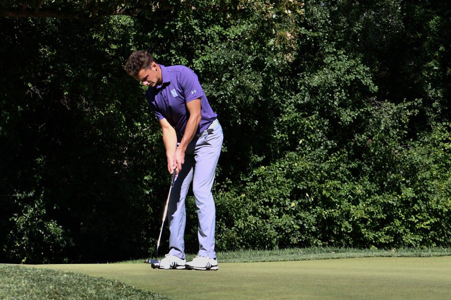 Ryan Lumsden lines up to put. He’ll be in Northwestern’s lineup in this weekend’s tournament.