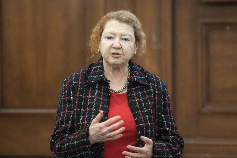 Judith Frye Helzner discusses reproductive and sexual health education at a Planned Parenthood General Action event Wednesday. Helzner said that young people must take initiative to learn about sexual and reproductive health.