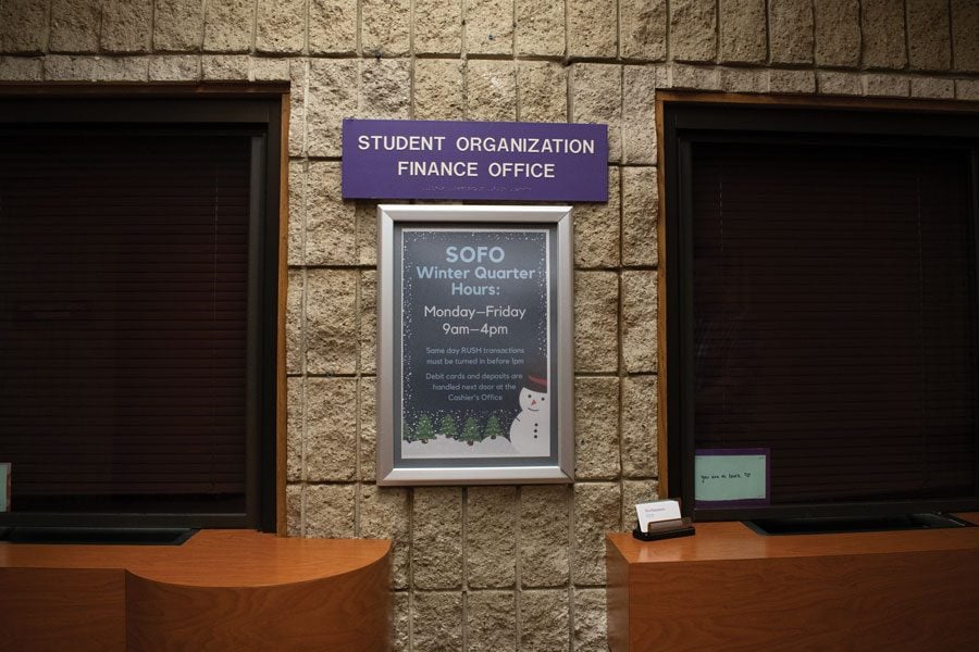 The Student Organization Finance Office Window in Norris University Center. A committee, named the SOFO Digital Workflow Committee, was formed to examining the current paper process for finances and suggesting solutions for a new digital workflow.