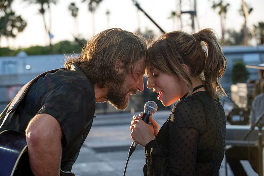 Bradley Cooper and Lady Gaga sing “Shallow” in one of the film’s climactic moments.