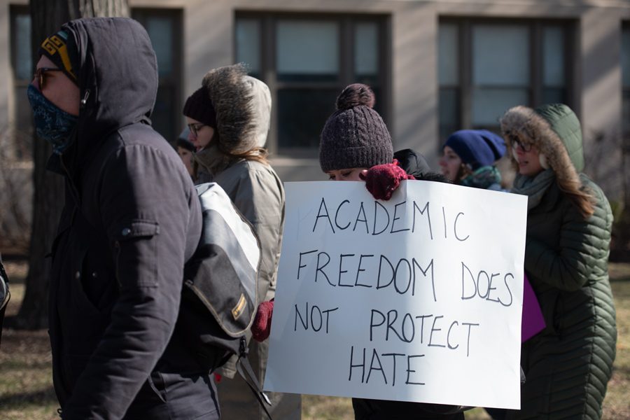 Protesters march to Swift Hall for a teach-in about racism in academia. The event was organized by both graduate and undergraduate student groups and is only the latest way students are showing their opposition to Satoshi Kanazawa’s controversial appointment. 