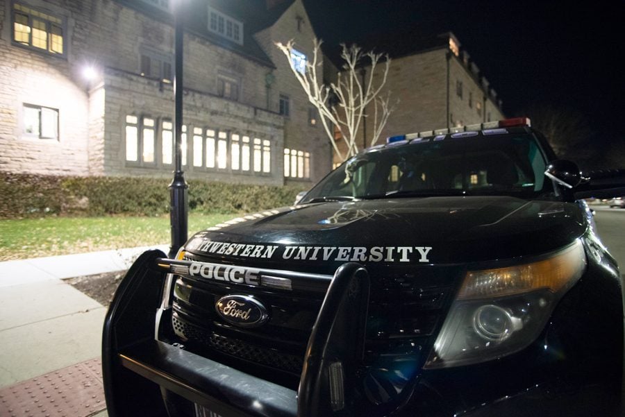 A University Police vehicle. UP Chief Bruce Lewis said the Chicago Police Department arrested a suspect in connection with the two March 12 strong-arm robberies on NU’s Chicago campus. 