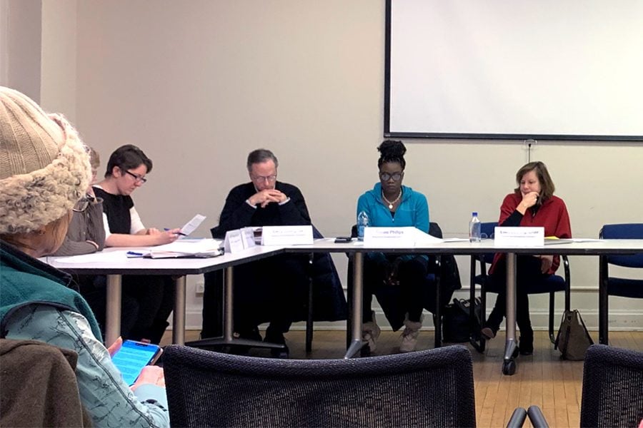 Members of the Evanston Housing and Homeless Commission discuss a new draft for the city’s Affordable Housing Fund. The draft outlined the commission’s role with affordable housing, as well as the fund’s priorities