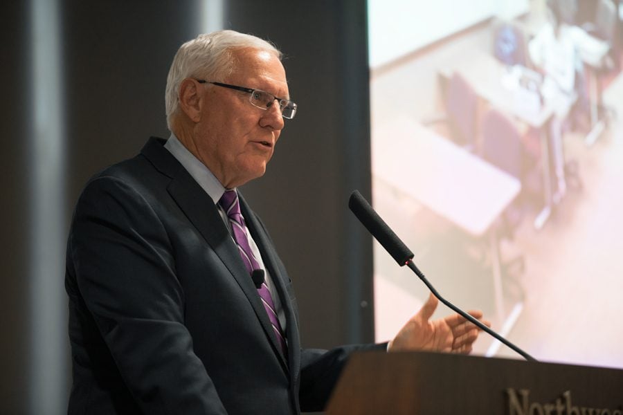 J. Landis Martin, the Chairman of Northwestern’s Board of Trustees, spoke at Faculty Senate about the budget deficit, the college admissions scandal and the student experience.