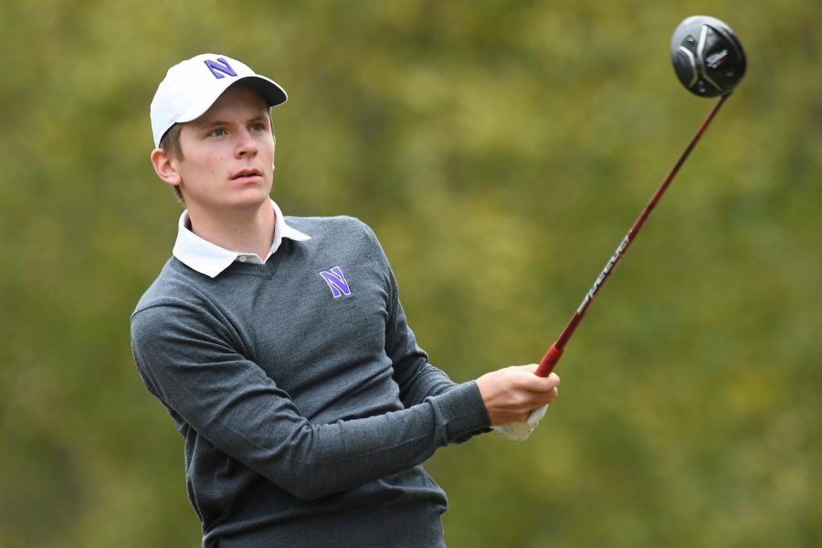 David Nyfjäll swings. For the second week in a row, the freshman led NU — this time at the Boilermaker Invitational.