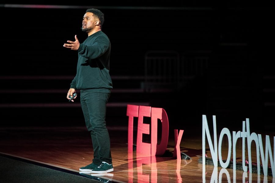 Neal Sáles-Griffin speaks at TEDxNorthwesternU. TEDxNorthwesternU is one of the few TEDx talks in the country entirely run by student