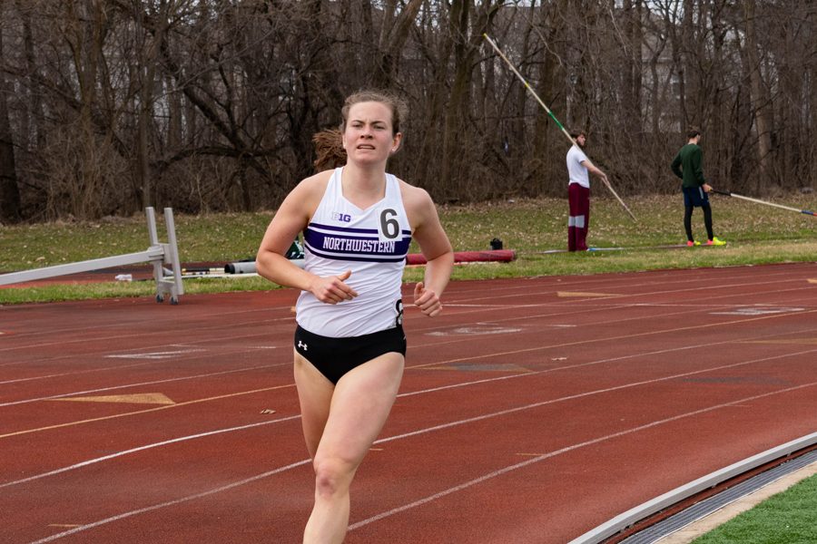 Kelly O’Brien runs. The junior won both the 1500 and the 800 at the Benedictine Invitational this weekend.