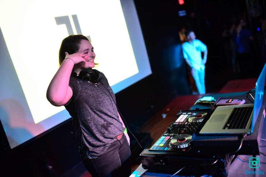 Student DJ Caroline Hughes, better known as Luminosity, performs at Battle of the DJs.