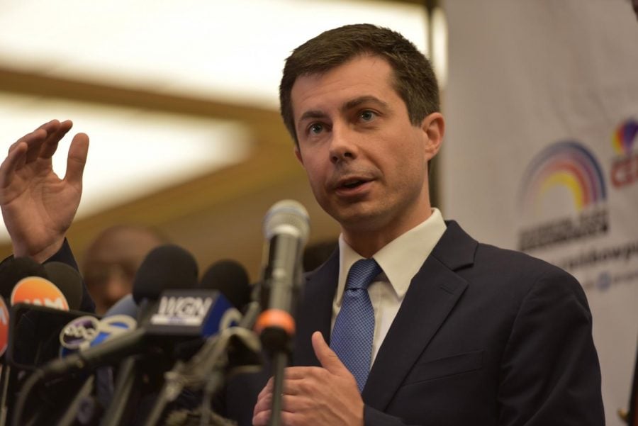 Democratic presidential candidate Pete Buttigieg spoke at the Rainbow/PUSH Coalition breakfast about the recent shooting of a black man by a white police officer in South Bend, Indiana.