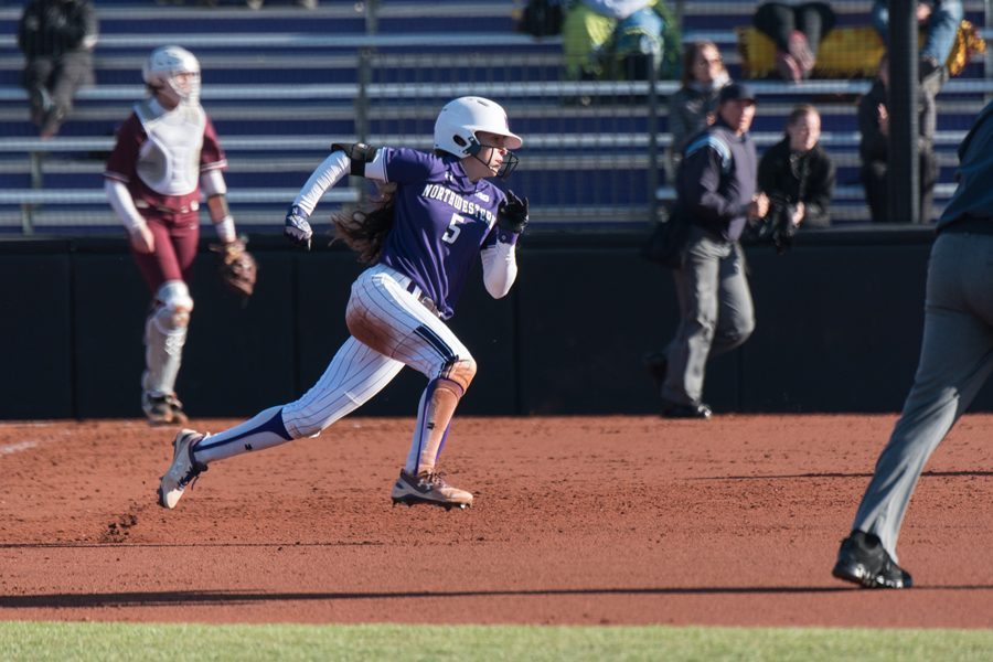 Sabrina Rabin runs the bases during her senior season at Northwestern. Rabin helped lead Israel to its best-ever finish at the European Championships earlier this summer.
