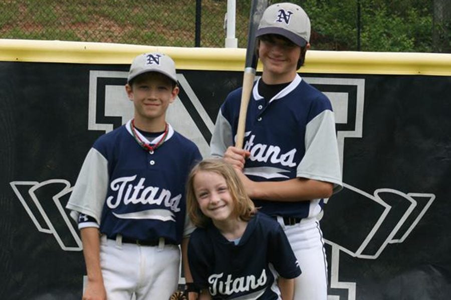 Michael, Holyn and Tommy Trautwein at Will to Live Park in Johns Creek, Georgia. The field was renamed in 2017 for their father John’s foundation.