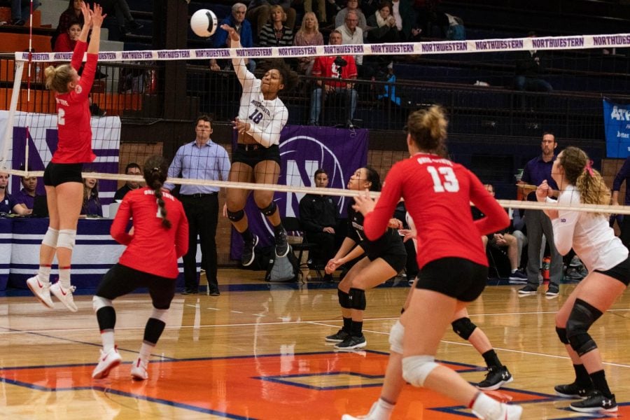 Nia Robinson spikes the ball. The outside hitter traveled to Japan as part of the Big Ten Foreign Tour Team in June.